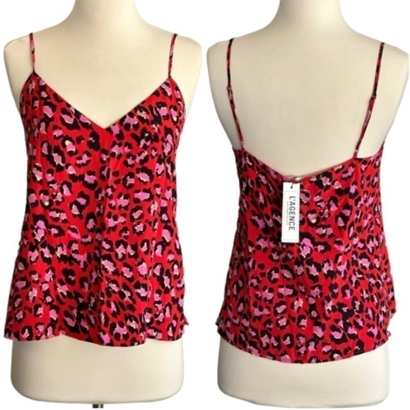 L’agence Jane Spaghetti Strap Tank Leopard Print - Picture 2 of 8